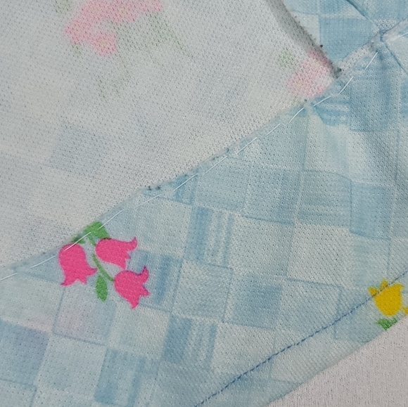 Vtg Spring Flowers Print Button Front Short Sleeve Top - Picture 9 of 11